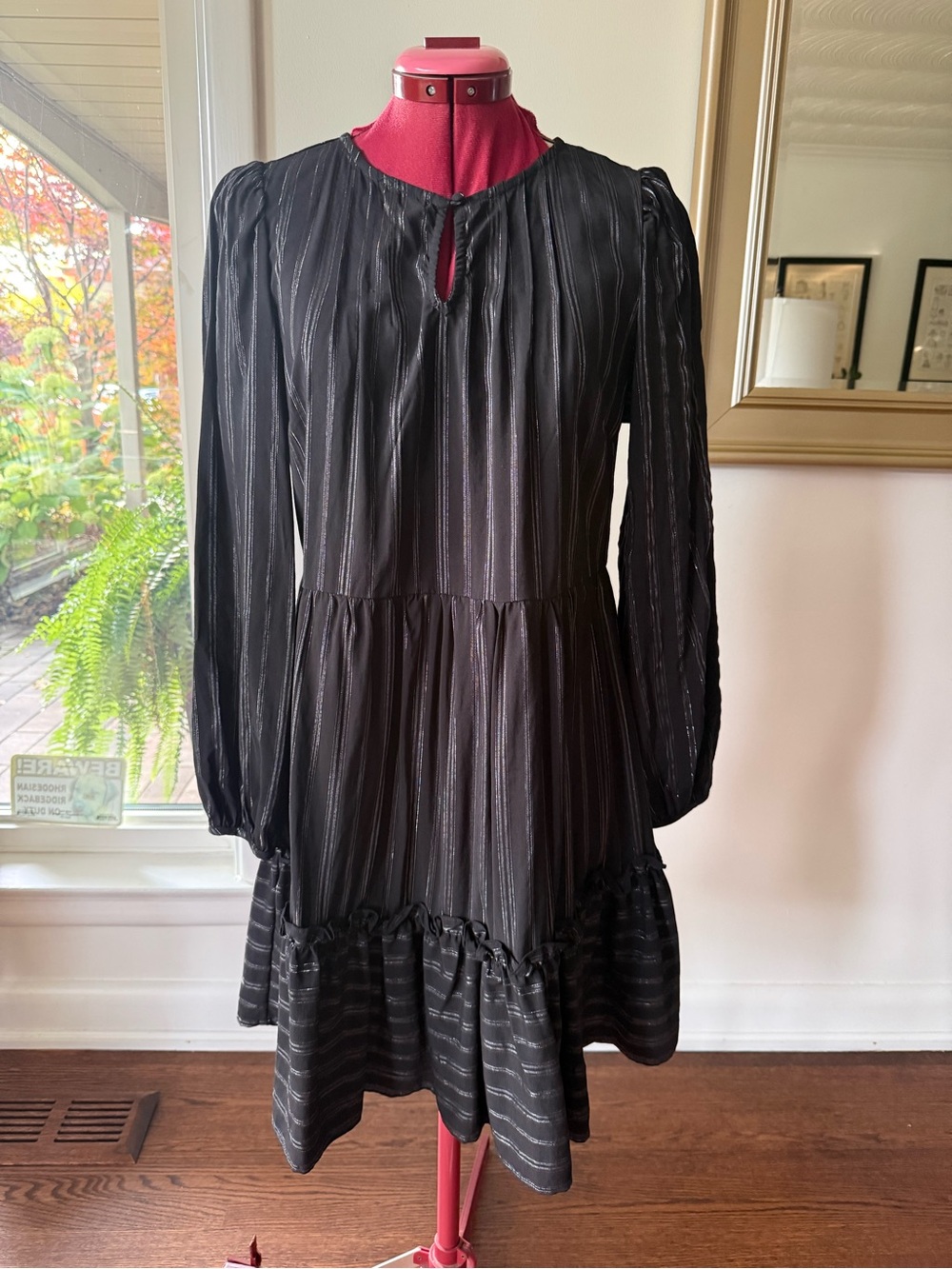 LONG SLEEVED BLACK AND SILVER DRESS